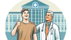 person thanking doctor for making him drug free